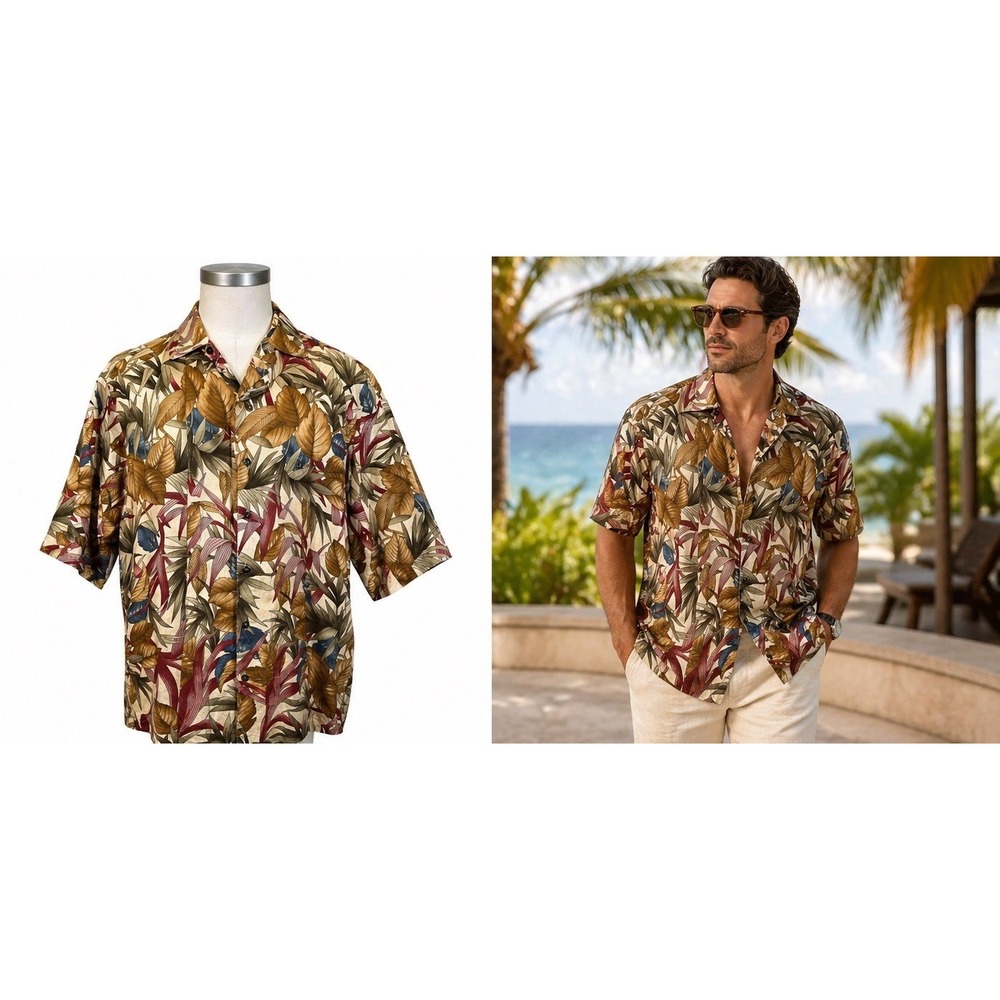 Tori Richard Cotton Lawn Made USA Hawaiian Floral Short Sleeve Men's Large